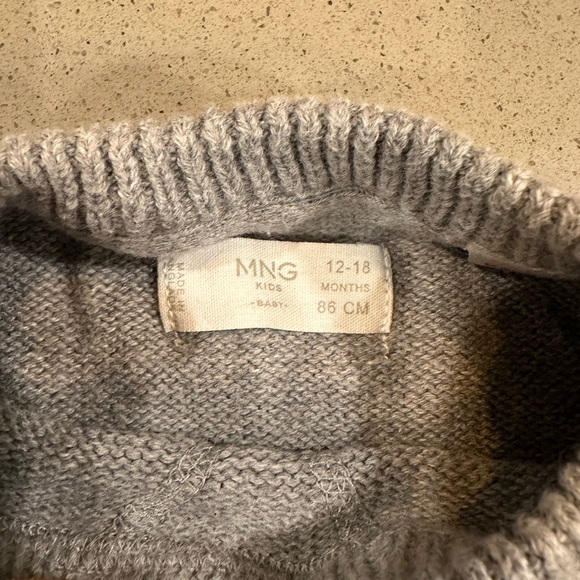 MNG Mango Kids Grey Striped Knit Crewneck Sweater Size 12-18 Months - Picture 4 of 5